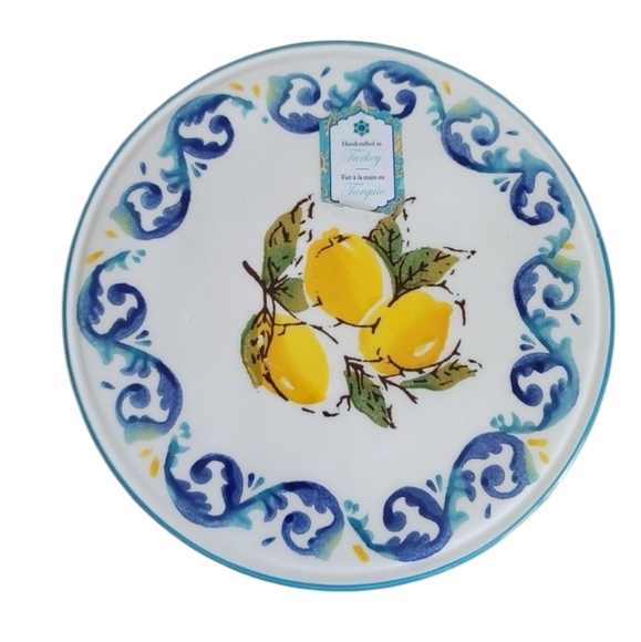 New Papart Lemon Ceramic Trivet 8" Blue Green White - Picture 1 of 2